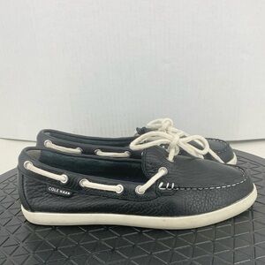 Cole Haan Women Size 6 Shoes Black Leather Nantuckit Loafers Slip On Sneakers